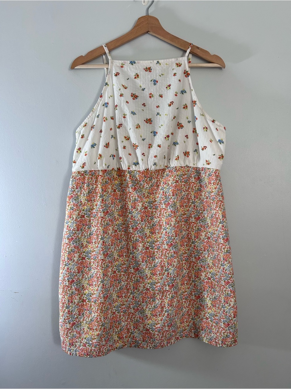 American Eagle White and Orange Floral Mini Dress XL